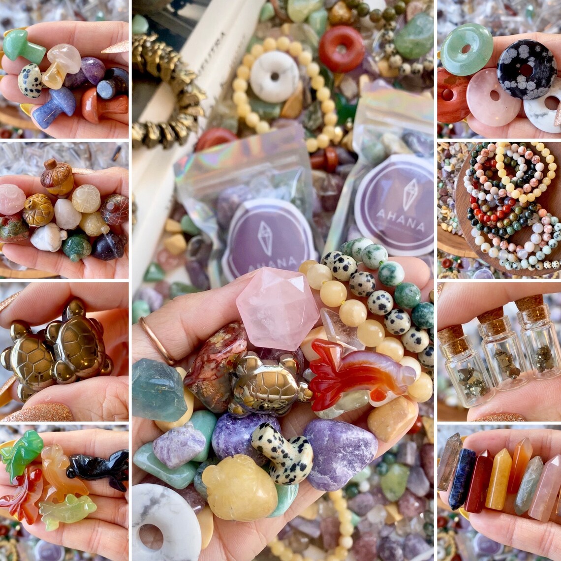 NEW! Prosperity & Manifestation Scoop Crystal Confetti Lucky Scoop Surprise Crystal Wealth Mystery Pouch 125g 4.5oz Crystal Carvings Jewelry