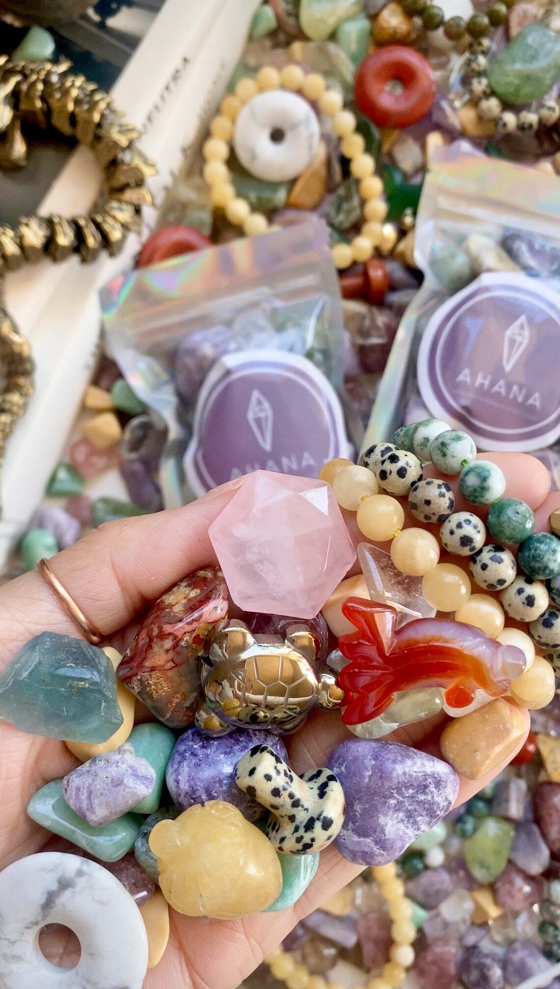 NEW! Prosperity & Manifestation Scoop Crystal Confetti Lucky Scoop Surprise Crystal Wealth Mystery Pouch 125g 4.5oz Crystal Carvings Jewelry