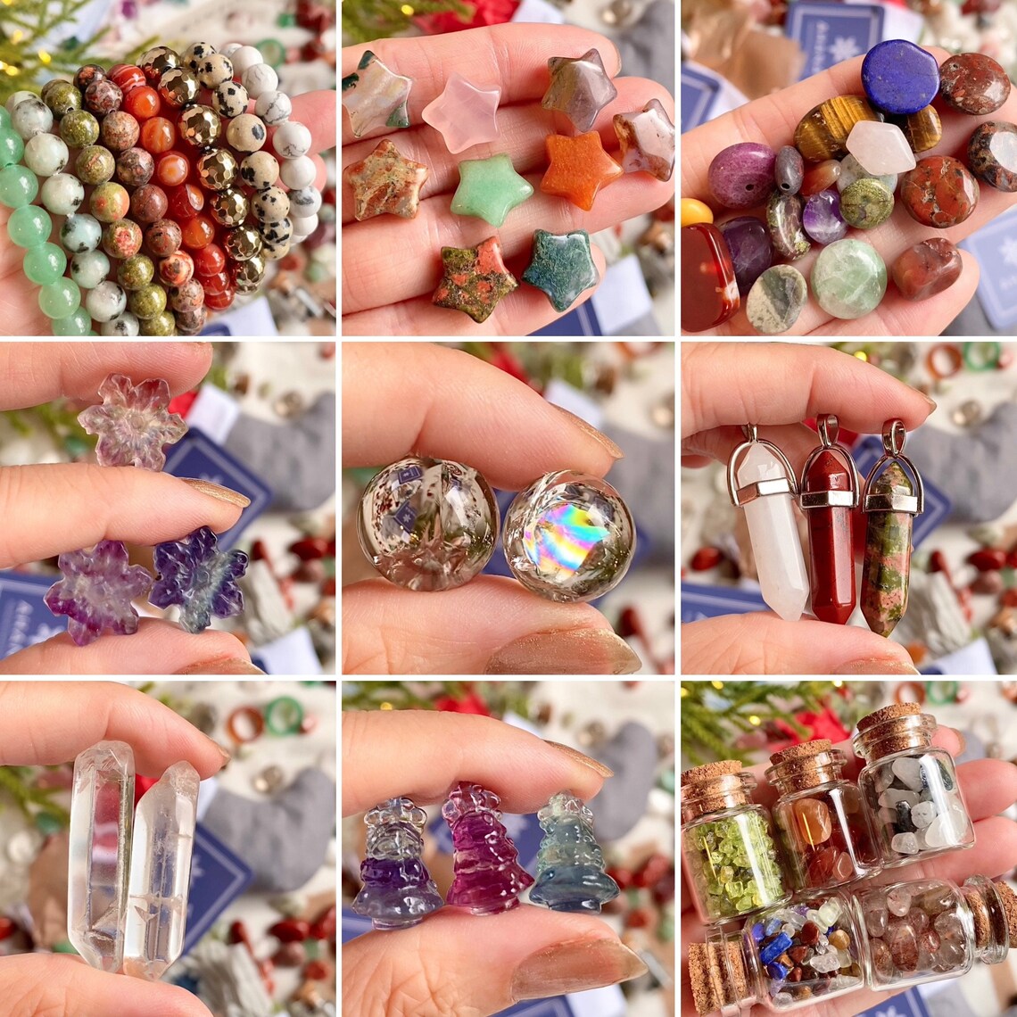 Santa Stocking Crystal Scoops - Holiday and Christmas Themed Crystal Confetti (125g 4-4.5oz pouch) Christmas Crystals Carvings Jewelry