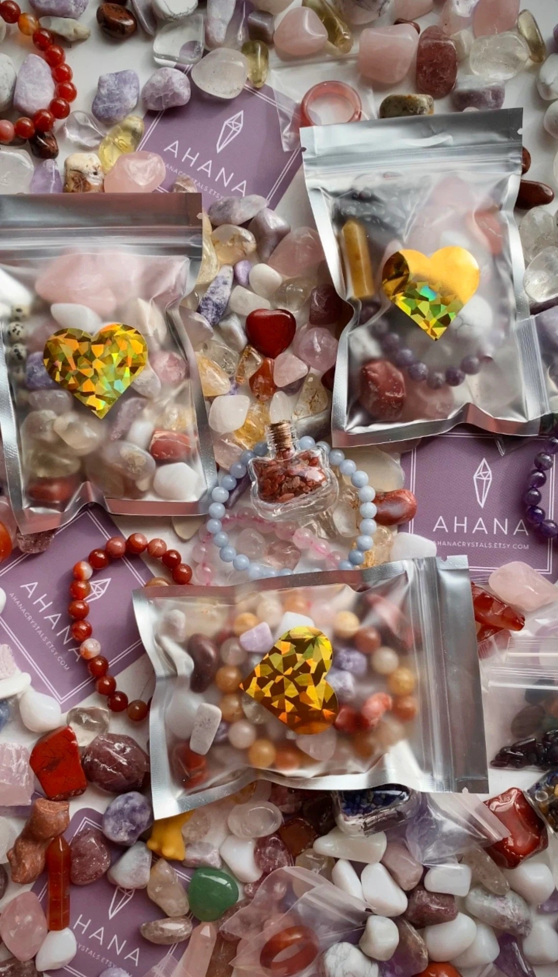 Love Mix Crystal Scoops - Love Themed Crystal Confetti (125g/4.5oz Crystal Pouch) - Tumbles, Jewelry and Carvings