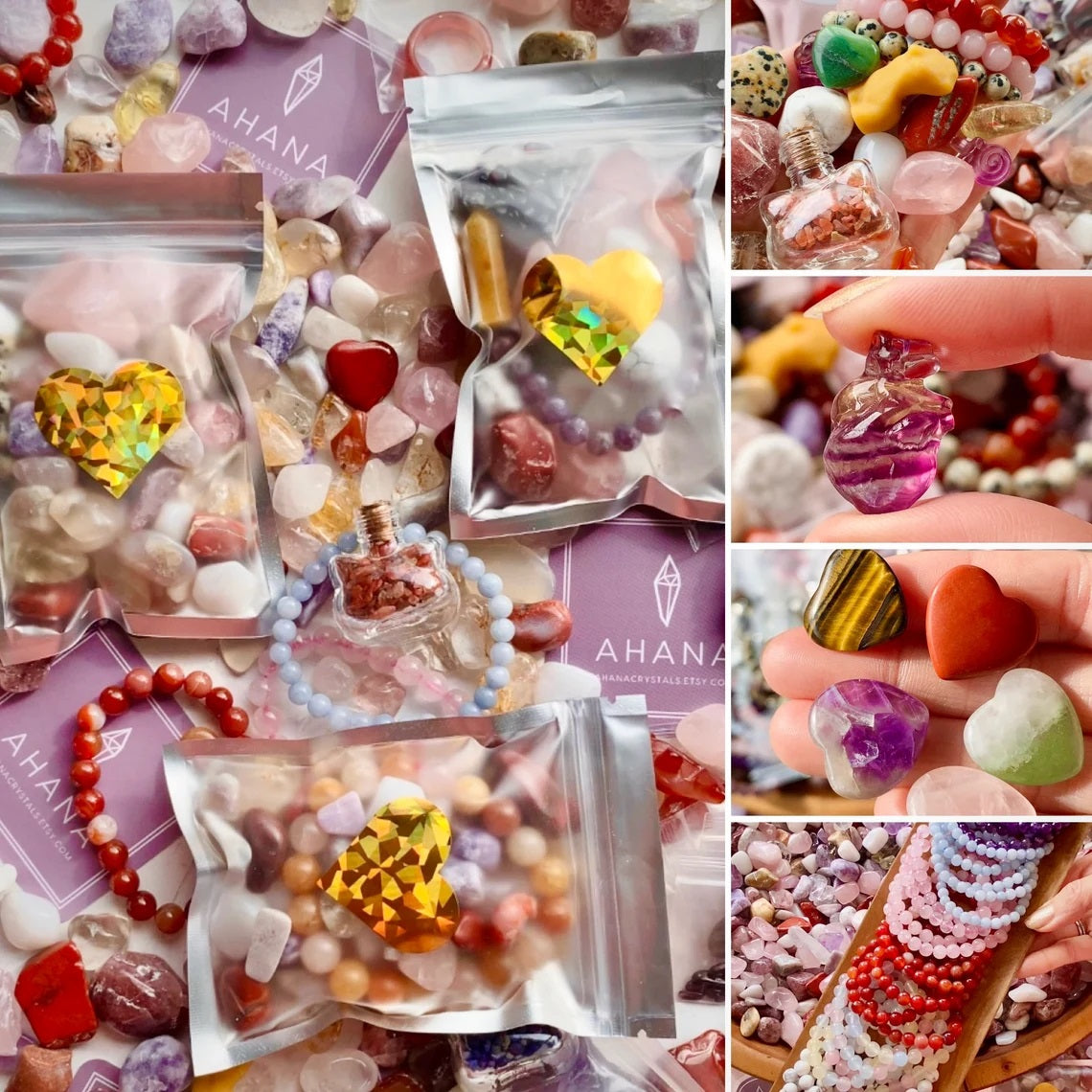 Love Mix Crystal Scoops - Love Themed Crystal Confetti (125g/4.5oz Crystal Pouch) - Tumbles, Jewelry and Carvings