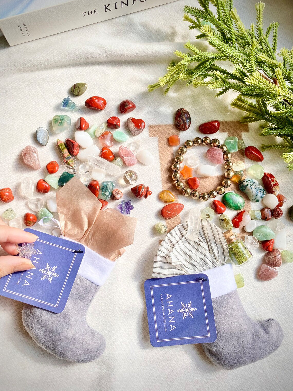 Santa Stocking Crystal Scoops - Holiday and Christmas Themed Crystal Confetti (125g 4-4.5oz pouch) Christmas Crystals Carvings Jewelry