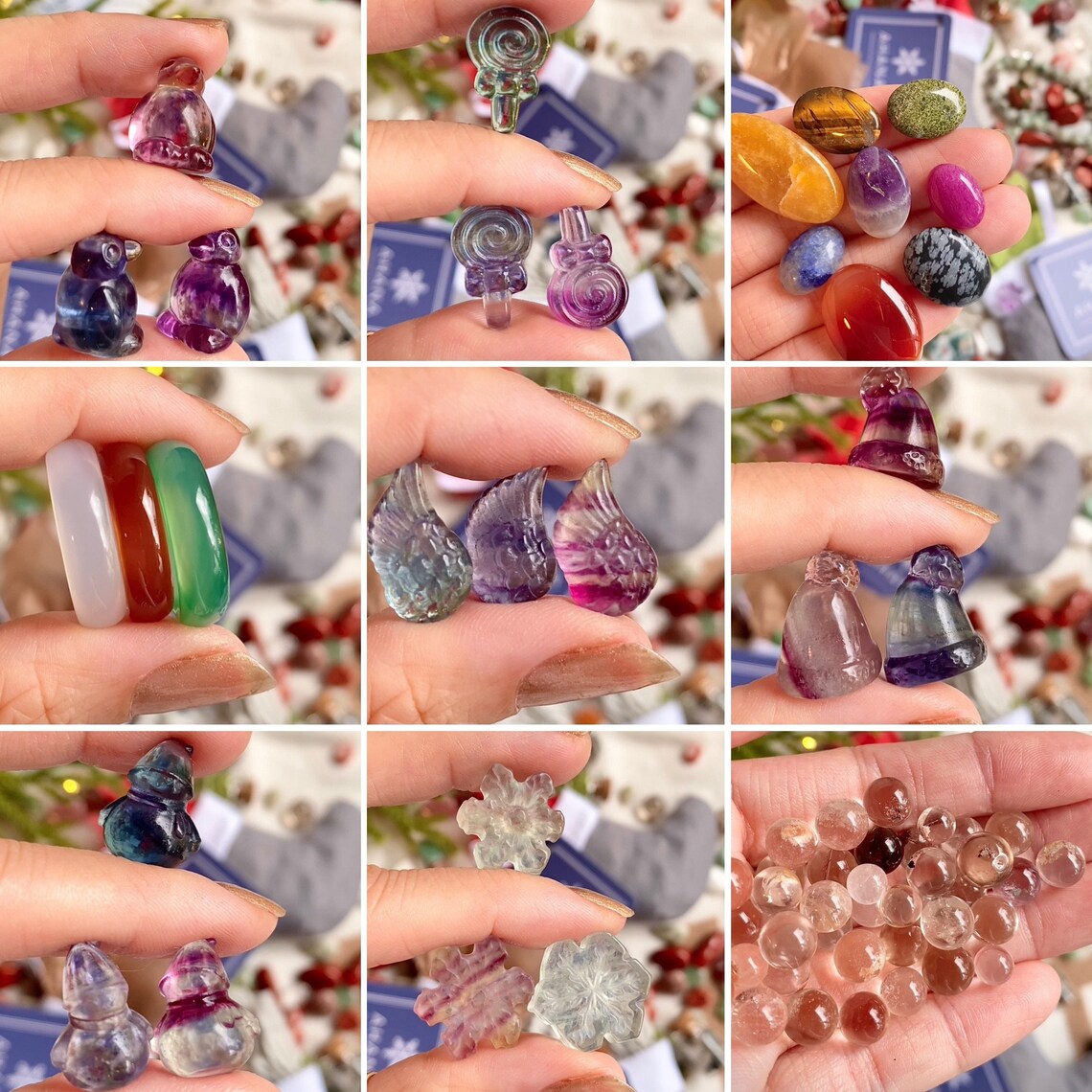 Santa Stocking Crystal Scoops - Holiday and Christmas Themed Crystal Confetti (125g 4-4.5oz pouch) Christmas Crystals Carvings Jewelry